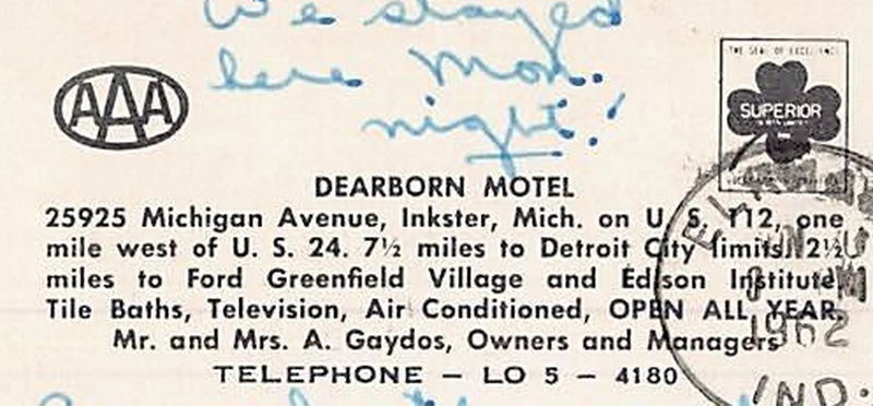 Villager Inn (Dearborn Motel) - Vintage Postcard